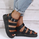 hulianfu Woman Flats Platform Sandals Summer Martens Shoes Women Soft Leather Casual Open Toe Thick Bottom Wedges Women Sandals