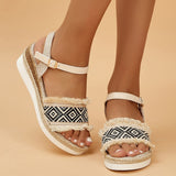 hulianfu Bohemian Style Printed Wedge Sandals for Women Summer  Non Slip Platform Shoes Woman Lightweight Casual Gladiator Sandalias