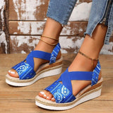 new Summer Women's Wedges Sandals Peep Toe Ladies Cross-tied Slides Thick Bottom Fashion Open Toe Female New Woman Shoes