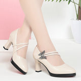 Spring And Autumn New High-heeled Single Shoes Leather Small Leather Shoes Catwalk Shoes Ladies Dancing Bride Wedding Shoes