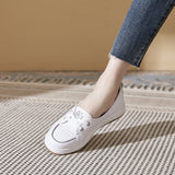 Women Flats High Quality New Summer Women Shoes Fashion Genuine Leather Shallow Breathable Vulcanize Shoes Casual Non-slip