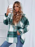 hulianfu Vintage Plaid Jacket Womens Wool Blend Coats Hoodies Streetwear Flannel Hooded Woolen Za Woman Overshirt Oversized Shirts