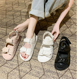 hulianfu Women Sandals Breathable Casual Fairy Style Simple Fashion Beach Females Shoes Luxury Rhombus Hollow Elegant Ladies Sandals