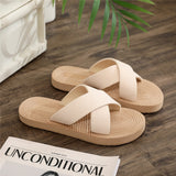 hulianfu  Beach Faux Linen Women Slippers Flat Heel Outdoor Summer Lightweight Slides Sewing Cross Strap Ladies Shoes Female Sandals