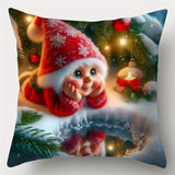 Contemporary Christmas Snowman Throw Pillow Covers, 4-Piece Set, Festive Cushion Cases 17.7"x17.7", Zippered Polyester Decorative Pillowcases for Living Room, Hand Wash Only, Woven Cute Snowman Print without Inserts