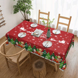 1pc Red Bell Snowflake Polyester Tablecloth - Merry Christmas Table Cover, Atmospheric Holiday Desktop Decoration Fabric, Home Decor, Gift Idea for Festive Season