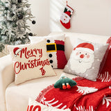 2pcs, Christmas Embroidery Home Decorative Pillow Covers, Santa Deer Gnomes Exquisite Tufted Punch Farmhouse Couch Pillowcases, 18*18in, Cozy Holiday Home Decor for Sofa & Bedroom & Outdoor & Living Room, Set of 2, Without Pillow Inserts