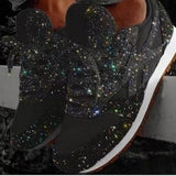 Women's Trainers Athletic Shoes Sneakers Sequins Plus Size Bling Bling Sneakers Outdoor Daily Summer Sequin Platform Flat Heel Round Toe Sporty Classic Casual Tennis Shoes Walking Shoes Mesh Lace-up