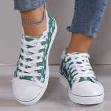 Women's Sneakers Plus Size Canvas Shoes Outdoor Daily Flat Heel Round Toe Sporty Casual Walking Shoes Canvas Lace-up Floral Dark Grey White Yellow