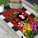 Christmas Holiday Bath Mat with Santa Hat, Holly, and Candy Canes - Non-Slip, Machine Washable, Medium Pile, Woven Polyester, 550gsm, 0.47inch Thick, Comfortable Floor Mat for Entryway, Kitchen, Living Room, Bedroom, Laundry Room - 1 Piece