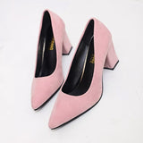 Women's Heels Suede Shoes Sexy Shoes Plus Size Party Outdoor Office Summer High Heel Low Heel Chunky Heel Pointed Toe Elegant Sexy Minimalism Walking Shoes Suede Loafer Solid Colored Black Pink