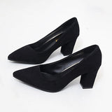 Women's Heels Suede Shoes Sexy Shoes Plus Size Party Outdoor Office Summer High Heel Low Heel Chunky Heel Pointed Toe Elegant Sexy Minimalism Walking Shoes Suede Loafer Solid Colored Black Pink