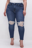 hulianfu - Black Casual Solid Patchwork High Waist Skinny Denim Jeans