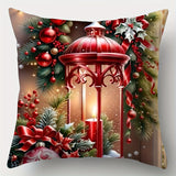 Festive Christmas Throw Pillow Covers - 4 Pieces, 17.7" x 17.7", Single-Sided Printing, Contemporary Style, Hand Wash Only, Zipper Closure, Polyester Cover, Suitable for Living Room Decor