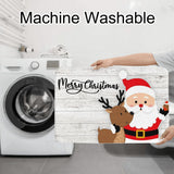 Santa Claus Christmas Bathroom Rug Set - 3pcs Polyester Blend Knit Fabric Bath Mats with Geometric Pattern, Washable, Non-Slip Rubber Backing, 100gsm Weight, Oblong Shape