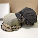 Womens Vintage-Inspired Lightweight Cotton Breton Cap - Artistic College Style Bucket Hat with Woven Craftsmanship and Lace Pattern - Perfect for Holiday and Everyday Wear