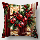 Festive Christmas Throw Pillow Covers - 4 Pieces, 17.7" x 17.7", Single-Sided Printing, Contemporary Style, Hand Wash Only, Zipper Closure, Polyester Cover, Suitable for Living Room Decor