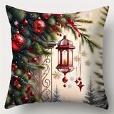 Festive Christmas Throw Pillow Covers - 4 Pieces, 17.7" x 17.7", Single-Sided Printing, Contemporary Style, Hand Wash Only, Zipper Closure, Polyester Cover, Suitable for Living Room Decor