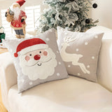 2pcs, Christmas Embroidery Home Decorative Pillow Covers, Santa Deer Gnomes Exquisite Tufted Punch Farmhouse Couch Pillowcases, 18*18in, Cozy Holiday Home Decor for Sofa & Bedroom & Outdoor & Living Room, Set of 2, Without Pillow Inserts