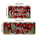 2pc Christmas Carpet, Non Slip Machine Washable, Floor Mat Resistant Door Mat Living Room Bathroom Kitchen, Home Decor