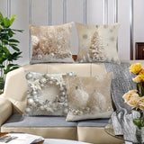 Christmas Cheer 4pcs Throw Pillow Cover Set - Soft & Cozy Snowflake & Wreath Design for Living Room and Bedroom Decor, Perfect Holiday Home Accent (Inserts Not Included)