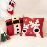 2pcs, Christmas Embroidery Home Decorative Pillow Covers, Santa Deer Gnomes Exquisite Tufted Punch Farmhouse Couch Pillowcases, 18*18in, Cozy Holiday Home Decor for Sofa & Bedroom & Outdoor & Living Room, Set of 2, Without Pillow Inserts
