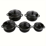 1 Set of Multifunctional Five-Piece Enamel Cookware Set - Lightweight, Thin, Versatile, and Compatible with Open Flame, Electric Stove, and Gas Stove for Home, Kitchen, Restaurant, and Daily Cooking Needs