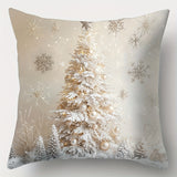 Christmas Cheer 4pcs Throw Pillow Cover Set - Soft & Cozy Snowflake & Wreath Design for Living Room and Bedroom Decor, Perfect Holiday Home Accent (Inserts Not Included)