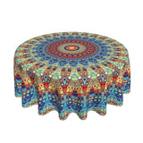 1pc Vibrant Mandala Round Tablecloth - Waterproof Circular Patio Dining Table Cover for Backyard BBQ Picnic - 60 Inch Boho Chic Home Kitchen Decoration with Easy Clean and Stain Resistant Features