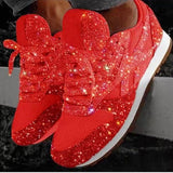 Women's Trainers Athletic Shoes Sneakers Sequins Plus Size Bling Bling Sneakers Outdoor Daily Summer Sequin Platform Flat Heel Round Toe Sporty Classic Casual Tennis Shoes Walking Shoes Mesh Lace-up