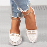 Women's Flats Flat Sandals Comfort Shoes Wedding Daily Summer Flat Heel Round Toe Elegant Casual Faux Leather Loafer Floral White Pink Blue