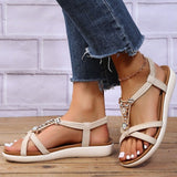 Women's Sandals Boho Bohemia Beach Braided Sandals Outdoor Daily Beach Shoes And Bags Matching Sets Summer Hollow Out Beading Flat Heel Open Toe Casual Minimalism Faux Leather Elastic Band Solid Color