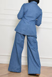 hulianfu Solid Color Unique Cut-out Pant Suit