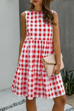 hulianfu Fashion Street Plaid Patchwork O Neck Princess Dresses