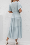 hulianfu Elegant Solid Patchwork With Belt V Neck Cake Skirt Dresses
