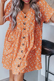 hulianfu Fashion Casual Print Split Joint V Neck A Line Dresses