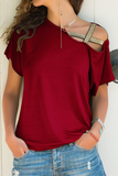 Casual Solid Oblique Collar T-Shirts(7 Colors)