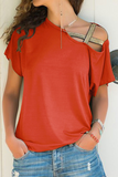 Casual Solid Oblique Collar T-Shirts(7 Colors)