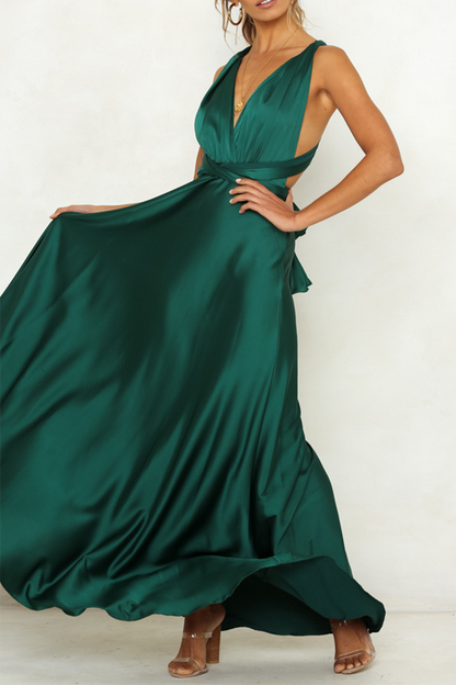 hulianfu Celebrities Elegant Solid Backless Strap Design V Neck Evening Dress Dresses