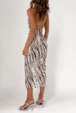 hulianfu Sexy Animal Print Leopard Patchwork Spaghetti Strap Pencil Skirt Dresses