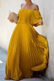 hulianfu Fashion Solid Split Joint Off the Shoulder Cake Skirt Dresses(5 colors)