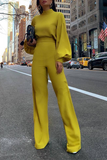 hulianfu Casual Solid Patchwork Half A Turtleneck Straight Jumpsuits(3 colors)