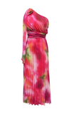 hulianfu Fashion Patchwork Tie-dye One Shoulder Waist Skirt Dresses