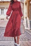 hulianfu Fashion Print Patchwork O Neck Long Sleeve Dresses(3 Colors)