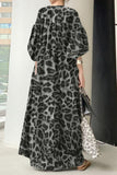hulianfu Casual Leopard Printing Shirt Collar Dress Dresses(3 Colors)