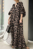 hulianfu Casual Leopard Printing Shirt Collar Dress Dresses(3 Colors)