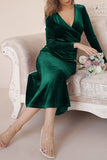 hulianfu Sweet Elegant Solid Solid Color V Neck Evening Dress Dresses(4 Colors)