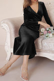 hulianfu Sweet Elegant Solid Solid Color V Neck Evening Dress Dresses(4 Colors)