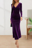 hulianfu Sweet Elegant Solid Solid Color V Neck Evening Dress Dresses(4 Colors)