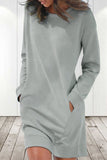 hulianfu Casual Solid Solid Color O Neck Long Sleeve Dresses(6 Colors)